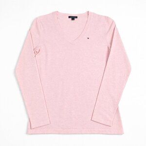 Tommy Hilfiger Light Pink V-Neck Sweater Size M Cotton Blend